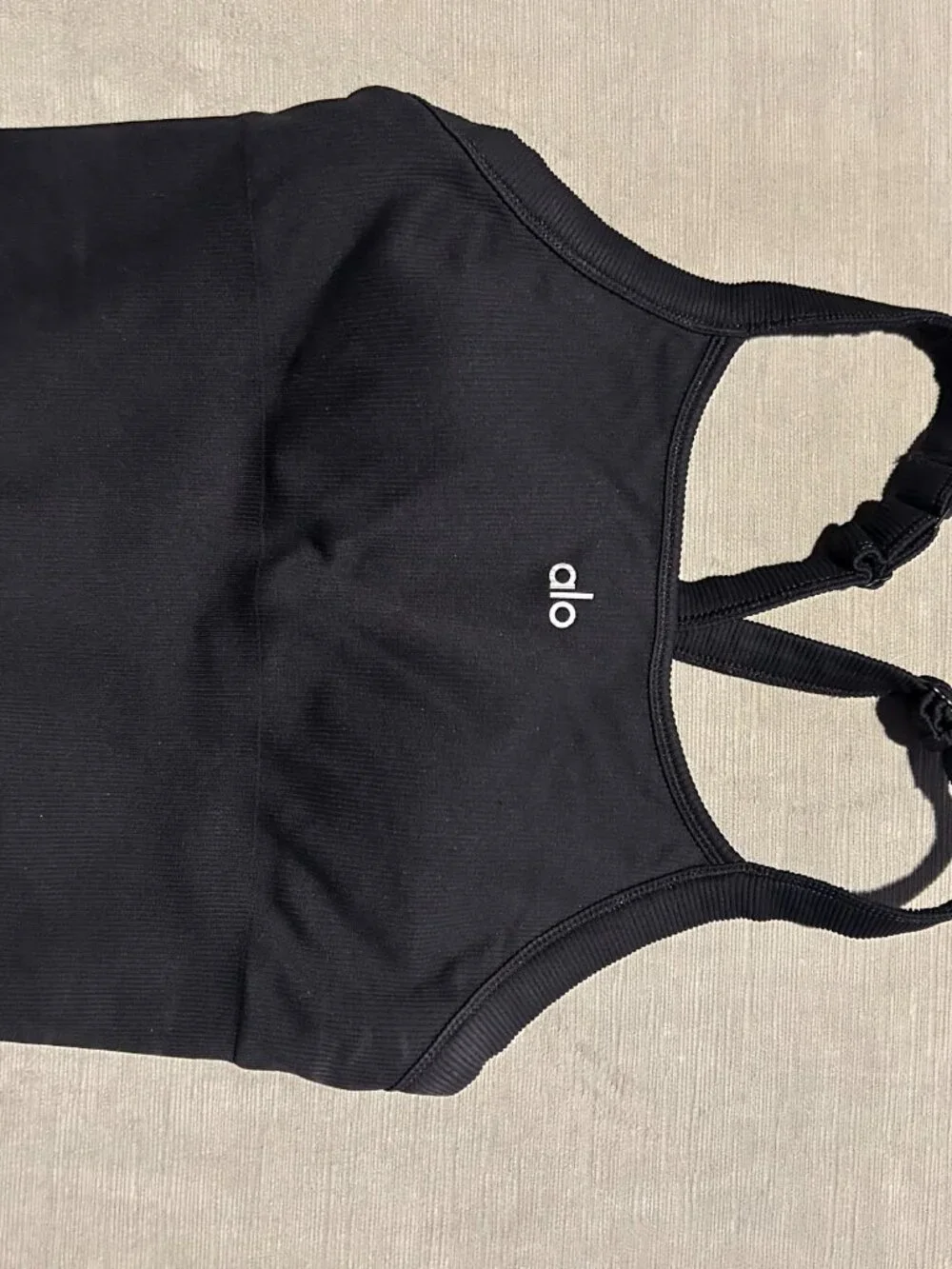 ALO YOGA Seamless Ribbed Favorite Tank - Black - Size Small